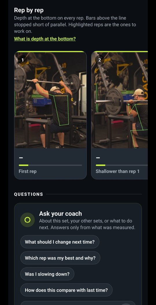 Rep by rep stills and the questions you can ask the coach
